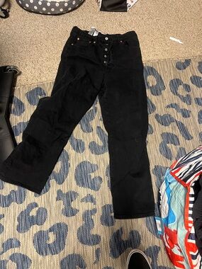 Black Women’s High-Rise Button-Fly Jeans